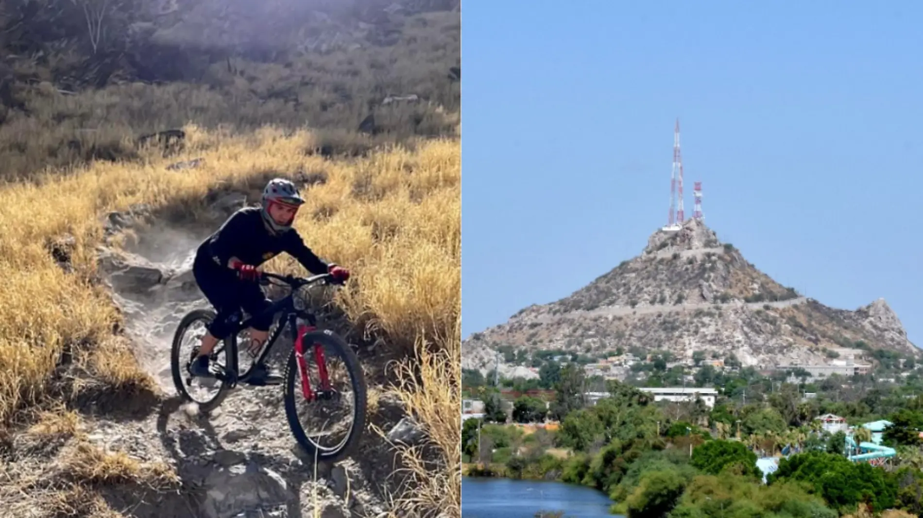 cerro de la campana y ciclistas bajando